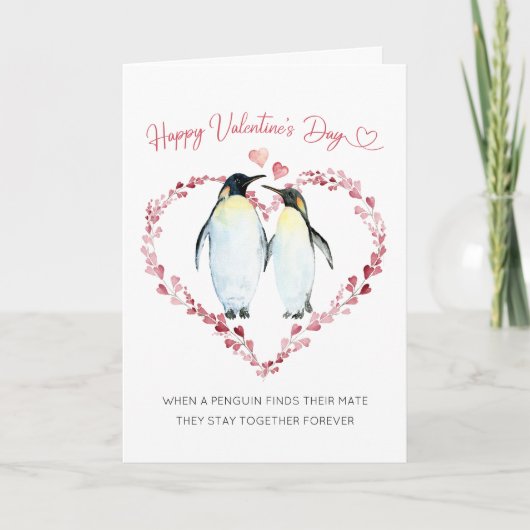 Pinguin Paare zusammen für immer Valentinstag Karte (Vorderseite)