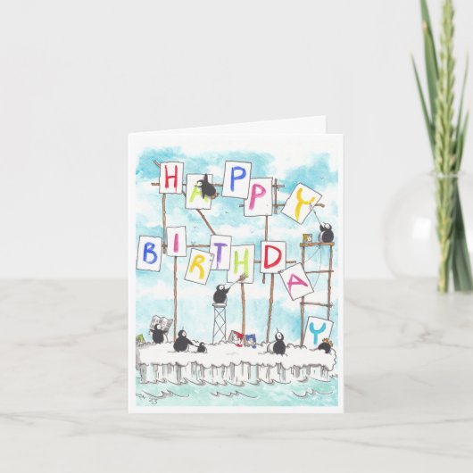 Pinguin Painters Geburtstagskarte Karte (Vorderseite)