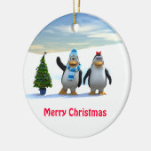 Pinguin Pair mit Baum Keramikornament (Links)