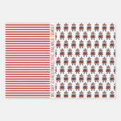 Pinguin, Panda, Bär, rote Streifen Frohe Weihnacht Geschenkpapier Set (Vorderseite 2)