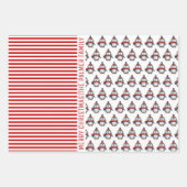 Pinguin, Panda, Bär und Streifen Frohe Weihnachten Geschenkpapier Set (Vorderseite)