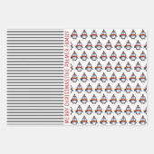 Pinguin, Panda, Bär und Streifen Frohe Weihnachten Geschenkpapier Set (Vorderseite)