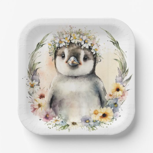 Pinguin Paper Teller, Geburtstag Teller (Vorderseite)