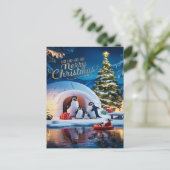 Pinguin Parade am Iglu Postkarte (Stehend Vorderseite)