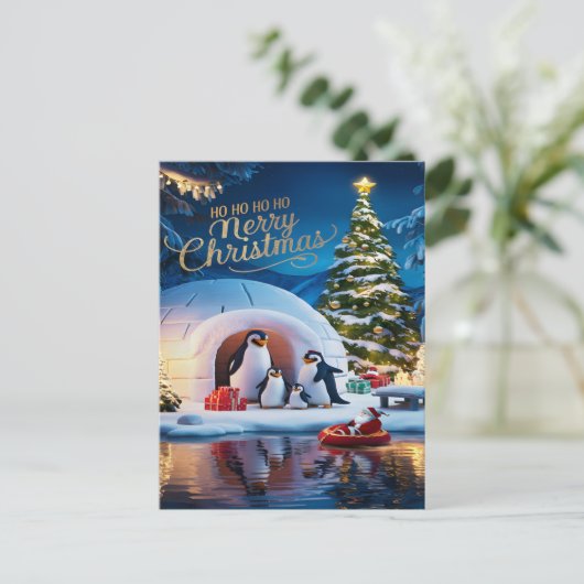 Pinguin Parade am Iglu Postkarte (Stehend Vorderseite)