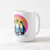 Pinguin Parade - Retro Sunset Penguin Family Kaffeetasse (VorderseiteRechts)