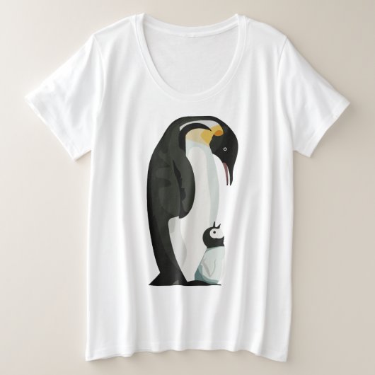 Pinguin Paradies and Chick Bonding Art Große Größe T-Shirt (Design vorne)