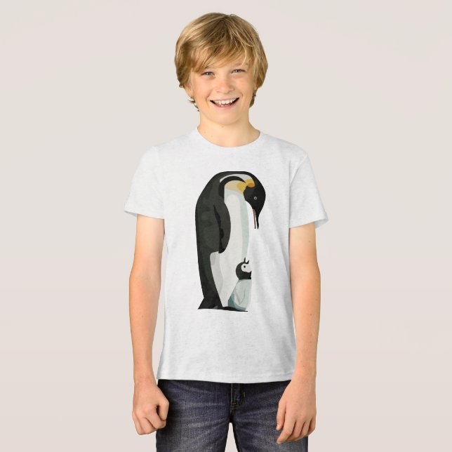 Pinguin Paradies and Chick Bonding Art Tri-Blend Shirt (Vorderseite voll)