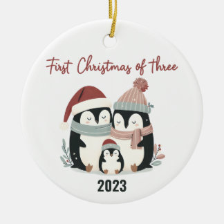 Pinguin Paradies: Erste Weihnachten von Drei Pingu Keramik Ornament