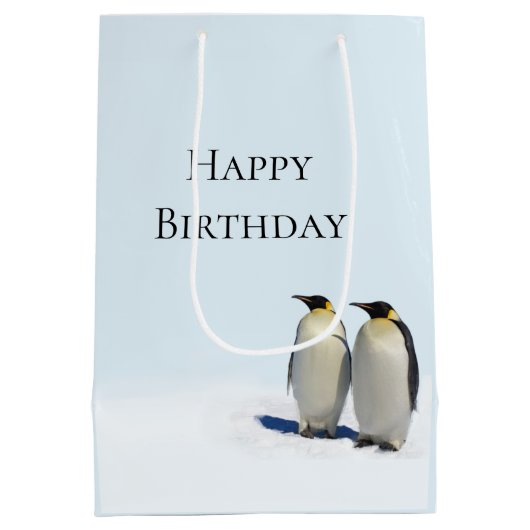 Pinguin-Paradies-mittlere Geschenk-Tasche Mittlere Geschenktüte (Rückseite)