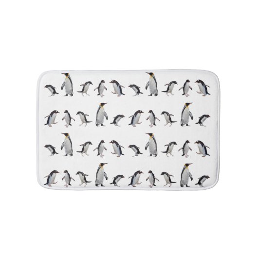 Pinguin Party Badematte (Farbe auswählen) (Vorderseite)
