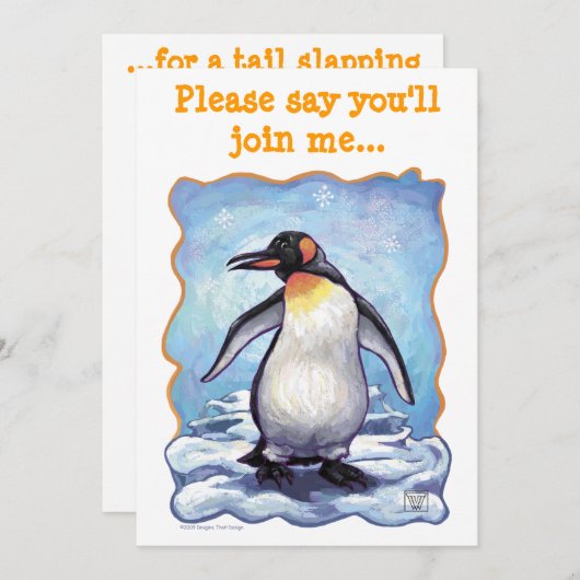 Pinguin Party Center Einladung (Vorne/Hinten)