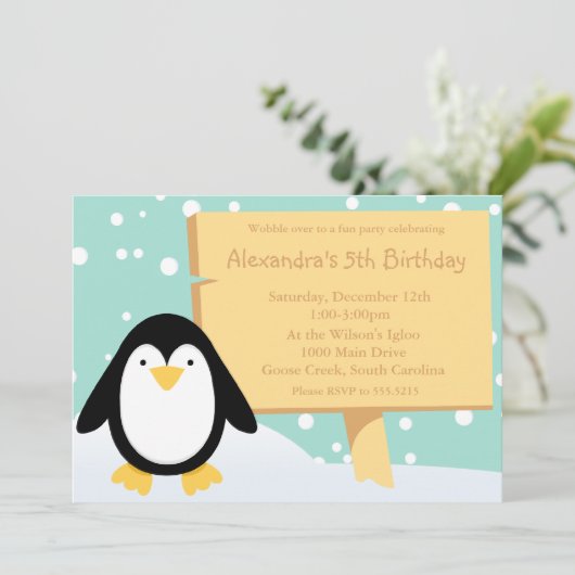 Pinguin-Party Einladung (Stehend Vorderseite)