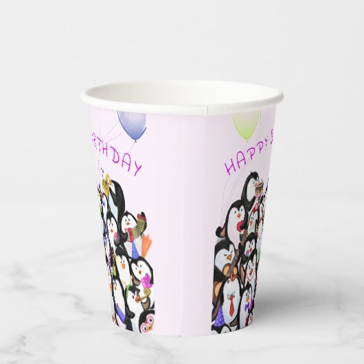 Pinguin Party Paper Cups - Benutzerdefinierter Tex Pappbecher (Rechts)