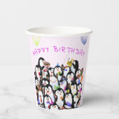 Pinguin Party Paper Cups - Benutzerdefinierter Tex Pappbecher (Vorderseite)