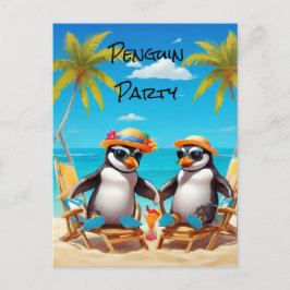Pinguin-Party Postkarte