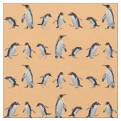 Pinguin-Party-Stoff (Orange) Stoff (Nahaufnahme)