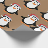 Pinguin-Party-Weihnachten mit einem roten Weihnach Geschenkpapier (Ecke)
