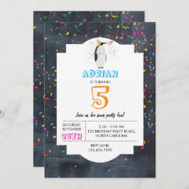 Pinguin Partying - Party Boy Girl Birthday Einladung