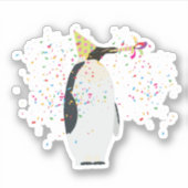 Pinguin Partying - Tiere mit Party Aufkleber (Vorderseite)