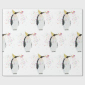 Pinguin Partying - Tiere mit Party Geschenkpapier (Flach)