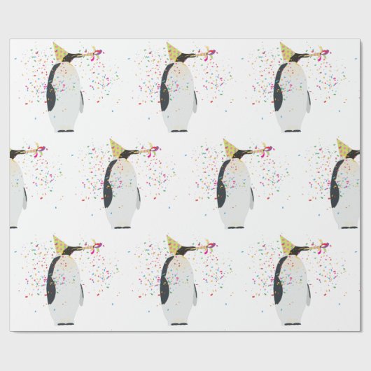 Pinguin Partying - Tiere mit Party Geschenkpapier (Flach)