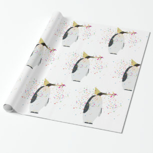 Pinguin Partying - Tiere mit Party Geschenkpapier