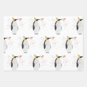 Pinguin Partying - Tiere mit Party Geschenkpapier Set (Vorderseite 3)