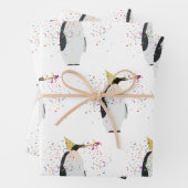 Pinguin Partying - Tiere mit Party Geschenkpapier Set (Beispiel)
