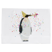 Pinguin Partying - Tiere mit Party Große Geschenktüte (Rückseite)
