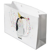 Pinguin Partying - Tiere mit Party Große Geschenktüte (Rückseite Schrägansicht)