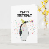 Pinguin Partying - Tiere mit Party Karte (Gelbe Blume)