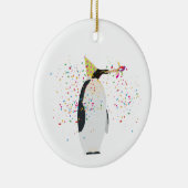 Pinguin Partying - Tiere mit Party Keramik Ornament (Rechts)