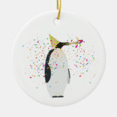 Pinguin Partying - Tiere mit Party Keramik Ornament (Vorne)