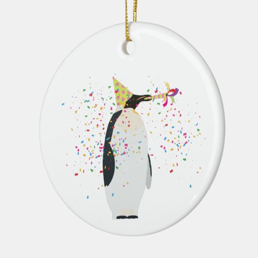 Pinguin Partying - Tiere mit Party Keramik Ornament (Links)