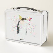 Pinguin Partying - Tiere mit Party Metall Brotdose (Rückseite)