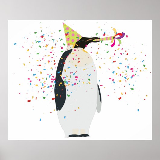 Pinguin Partying - Tiere mit Party Poster (Vorne)
