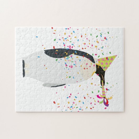 Pinguin Partying - Tiere mit Party Puzzle (Horizontal)