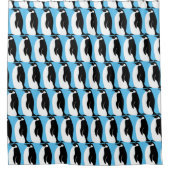 Pinguin Pattern Aqua Schwarz-weiß Duschvorhang (Vorderseite)