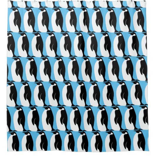 Pinguin Pattern Aqua Schwarz-weiß Duschvorhang (Vorderseite)