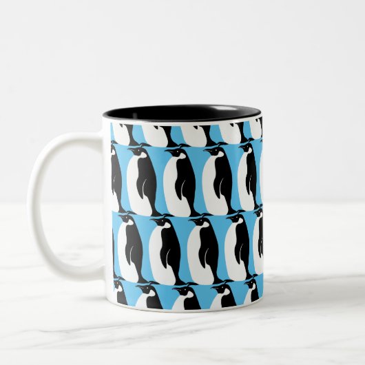 Pinguin Pattern Aqua Schwarz-weiß Zweifarbige Tasse (Links)