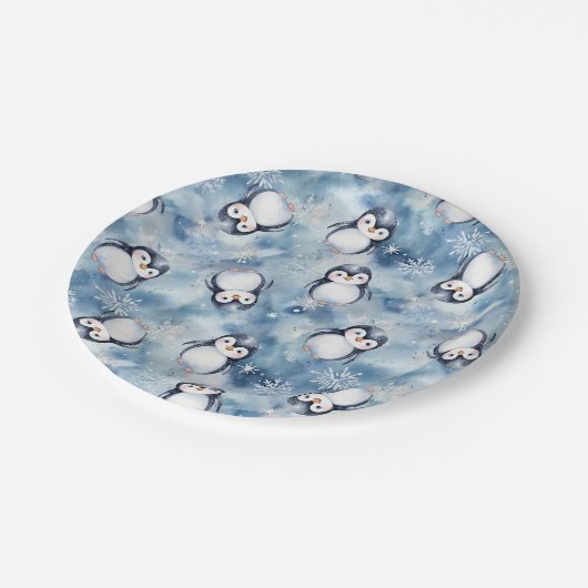 Pinguin Pattern Baby Dusche Teller (Schrägansicht)