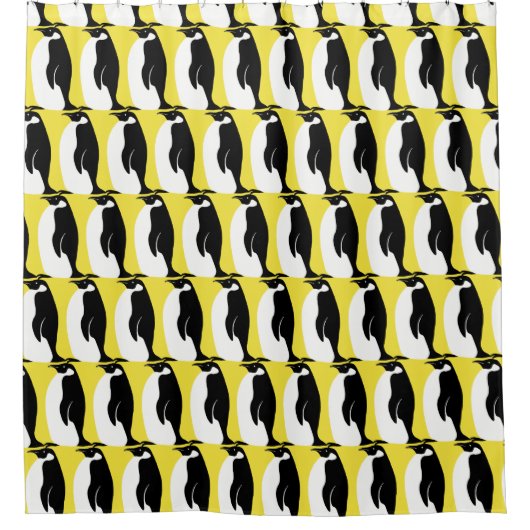 Pinguin Pattern Gelb Schwarz-weiß Duschvorhang (Vorderseite)
