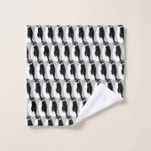 Pinguin Pattern Grau Schwarz-weiß Badhandtuch Set (Waschlappen)
