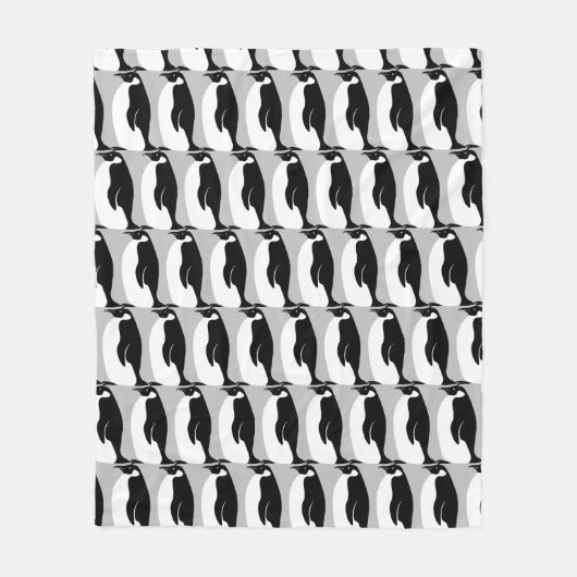 Pinguin Pattern Grau Schwarz-weiß Fleecedecke (Vorderseite)