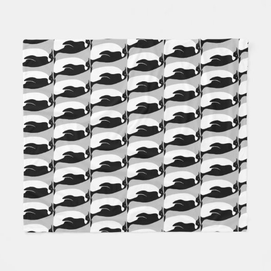 Pinguin Pattern Grau Schwarz-weiß Fleecedecke (Vorderseite (Horizontal))