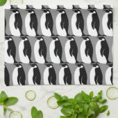 Pinguin Pattern Grau Schwarz-weiß Geschirrtuch (Gefaltet)