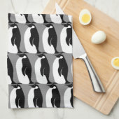 Pinguin Pattern Grau Schwarz-weiß Geschirrtuch (Viertel Falte)