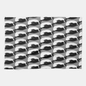 Pinguin Pattern Grau Schwarz-weiß Geschirrtuch (Horizontal)