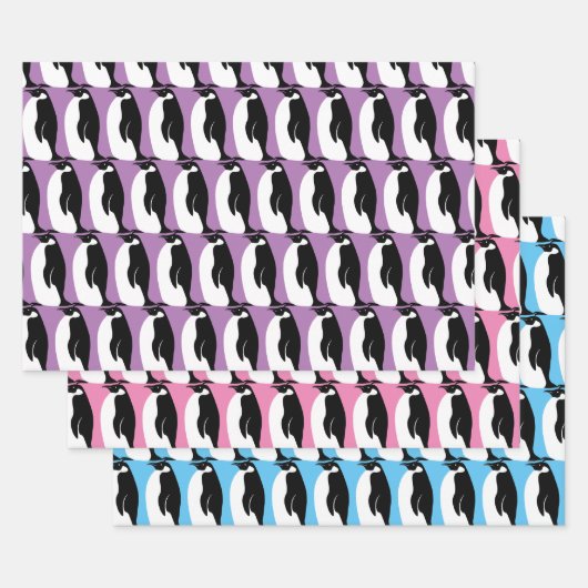 Pinguin Pattern Schwarz-weißes Geschenk Geschenkpapier Set (Set)